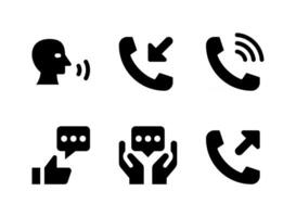 semplice set di icone solide vettoriali relative alla comunicazione