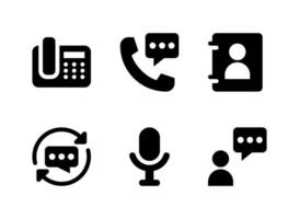 semplice set di icone solide vettoriali relative alla comunicazione