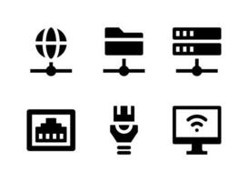 semplice set di icone solide vettoriali relative alla rete