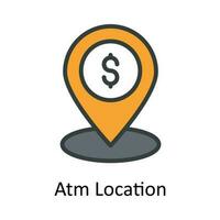 ATM Posizione vettore riempire schema icona design illustrazione. Posizione e carta geografica simbolo su bianca sfondo eps 10 file