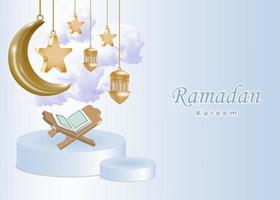 Priorità bassa di festa di ramadan kareem di vettore 3d