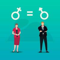 maschio e femmina con Genere simboli. Genere uguaglianza concetto design vettore illustrazione