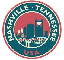 distintivo, etichetta o francobollo con Nashville orizzonte, vettore illustrazione