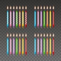 set di candele di compleanno colorate isolate vettore