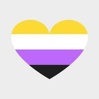 vettore cuore nel lgbt colori. quattro orizzontale strisce, non binario bandiera colori, tolleranza.