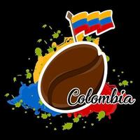 bandiera della colombia e chicco di caffè immagine rappresentativa della colombia vettore