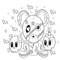 raccapricciante kawaii pastello goth colorazione pagina vettore