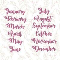 nomi di mesi per calendario o Appunti libro vettore