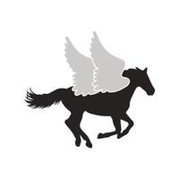 cavallo in esecuzione icona vettore illustrazione volante cavallo con Ali bianca e buio Marrone colore.