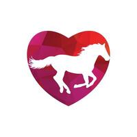 cavallo in esecuzione icona vettore illustrazione dentro un' forma di cuore modello colore.