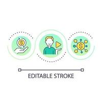 stella filante reddito fonti concetto icona. soddisfare Creatore. inizio in linea streaming carriera astratto idea magro linea illustrazione. isolato schema disegno. modificabile ictus vettore