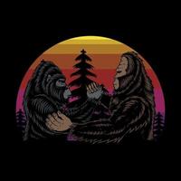 bigfoot e gorilla fratelli illustrazione vettoriale retrò