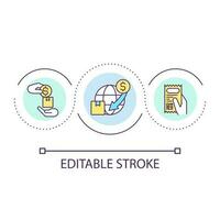 consegna pagamento ciclo continuo concetto icona. valore pagabile inviare. internazionale transazione. ottenere ricevuta astratto idea magro linea illustrazione. isolato schema disegno. modificabile ictus vettore