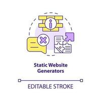 statico sito web generatori concetto icona. digitale tecnologia. ragnatela sviluppo tendenza astratto idea magro linea illustrazione. isolato schema disegno. modificabile ictus vettore