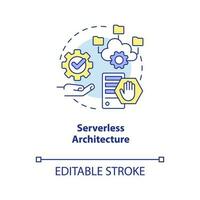 serverless architettura concetto icona. ragnatela produzione. tendenza nel sito web sviluppo astratto idea magro linea illustrazione. isolato schema disegno. modificabile ictus vettore