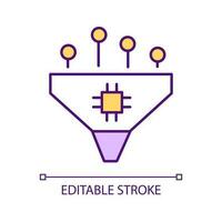 digitale dati imbuto rgb colore icona. informazione ordinamento tecnologia. informatica sicurezza miglioramento. isolato vettore illustrazione. semplice pieno linea disegno. modificabile ictus