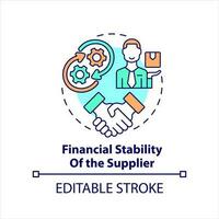 finanziario stabilità di fornitore concetto icona. affidabile collaborazione. sicuro accordo astratto idea magro linea illustrazione. isolato schema disegno. modificabile ictus vettore