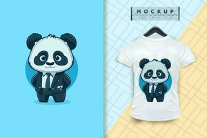 un' panda indossare un' uniforme piace un ufficio lavoratore e un' uomo d'affari nel piatto cartone animato personaggio design vettore