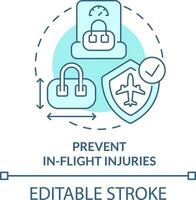 impedire in volo lesioni turchese concetto icona. passeggeri sicurezza astratto idea magro linea illustrazione. bene Manutenzione. isolato schema disegno. modificabile ictus vettore