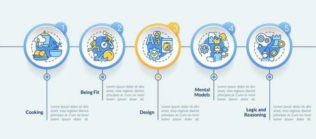 vita abilità cerchio Infografica modello. abilità e talenti. dati visualizzazione con 5 passi. modificabile sequenza temporale Informazioni grafico. flusso di lavoro disposizione con linea icone vettore