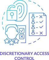 discrezionale accesso controllo blu pendenza concetto icona. sicurezza gestione astratto idea magro linea illustrazione. risorse proprietario dà autorizzazione. isolato schema disegno vettore