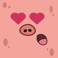 maiale espressione è autunno nel amore cartone animato. animale vettore icona illustrazione, isolato su rosa sfondo