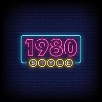 1980 stili insegne al neon stile testo vettoriale