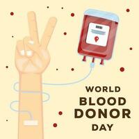 piatto design mondo sangue donatore giorno con mano la donazione sangue vettore