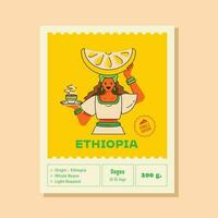 Etiopia lime gusto caffè etichetta design vettore