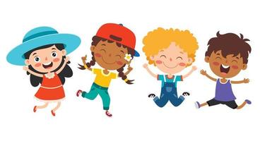 felici multietnici bambini che giocano insieme vettore