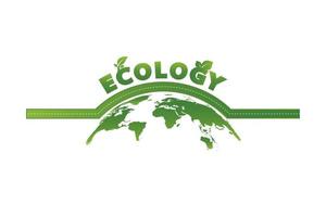 simbolo di ecologia della terra con foglie verdi vettore