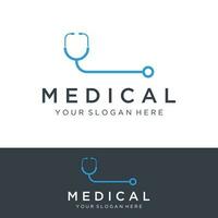 medico stetoscopio logo modello design per Salute cura con creativo idea. vettore illustrazione.