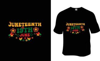 juneteenth 19 giugno, nero storia mese, nero la libertà maglietta design. pronto per Stampa per abbigliamento, manifesto, e illustrazione. moderno, semplice, scritta. vettore