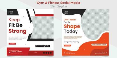 Palestra e fitness promozionale piazza aviatore inviare bandiera e sociale media inviare modello design pacchetto vettore