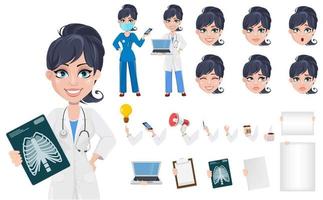 bellissimo set di creazione medica personaggio dei cartoni animati vettore