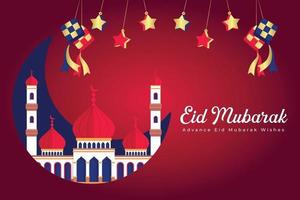 felice eid mubarak saluto sfondo modello vettore gratuito