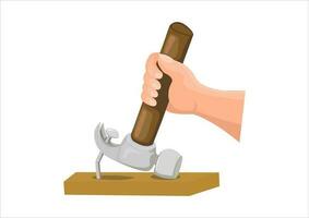 vettore illustrazione di un' mano traino su un' chiodo con un' martello