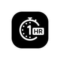 1 ora orologio icona vettore. gratuito tempo simbolo isolato su piazza sfondo vettore