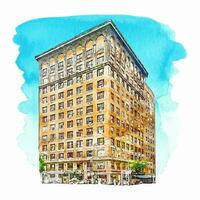 architettura Manhattan nuovo York città acquerello mano disegnato illustrazione isolato su bianca sfondo vettore