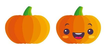 vettore impostato icone di zucca per Halloween nel kawaii stile.