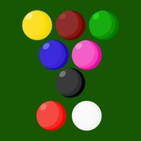molti colore snooker palle su verde nel piatto vettore illustrazione design