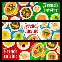 francese cucina ristorante cibo orizzontale banner vettore