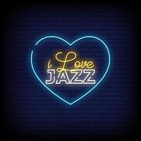 amo il vettore del testo di stile delle insegne al neon di jazz