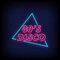 80s discoteca insegne al neon stile testo vettoriale