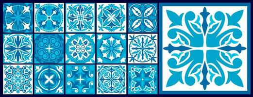 marocchino e azulejo piastrella, maiolica damasco modello vettore