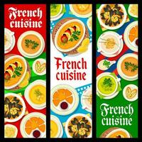 francese cucina ristorante cibo verticale banner vettore