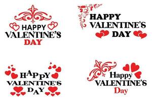 contento San Valentino giorno elegante testo tipografico iscrizione con cuori vettore impostato