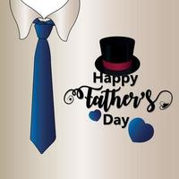biglietto di auguri di invito felice festa del papà con illustrazione vettoriale creativo con cravatta e cappello