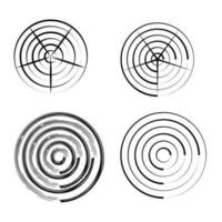 concentrico cerchio elementi, distanziati concentrico cerchio, anelli suono onda, linea nel un' cerchio concetto, nero circolare. vettore