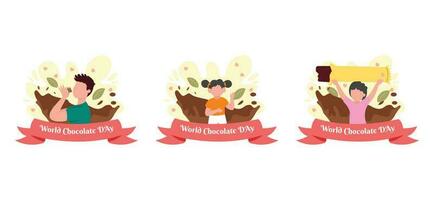 mondo cioccolato giorno piatto fascio design illustrazione vettore